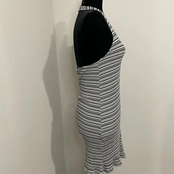 American Eagle‎ Multicolor Stripe Ribbed Halter Neck Bodycon Mini Dress - Picture 7 of 9